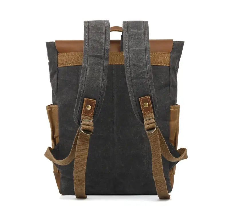 Vintage Waterproof Waxed Canvas Leather Backpack teenage girls Fashion School Bag Men Rucksack male bagpack large knapsack