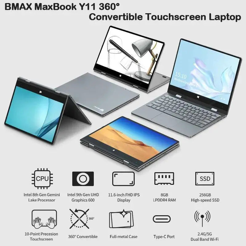 BMAX Y11 Convertible Notebook Sleek Design With Touchscreen