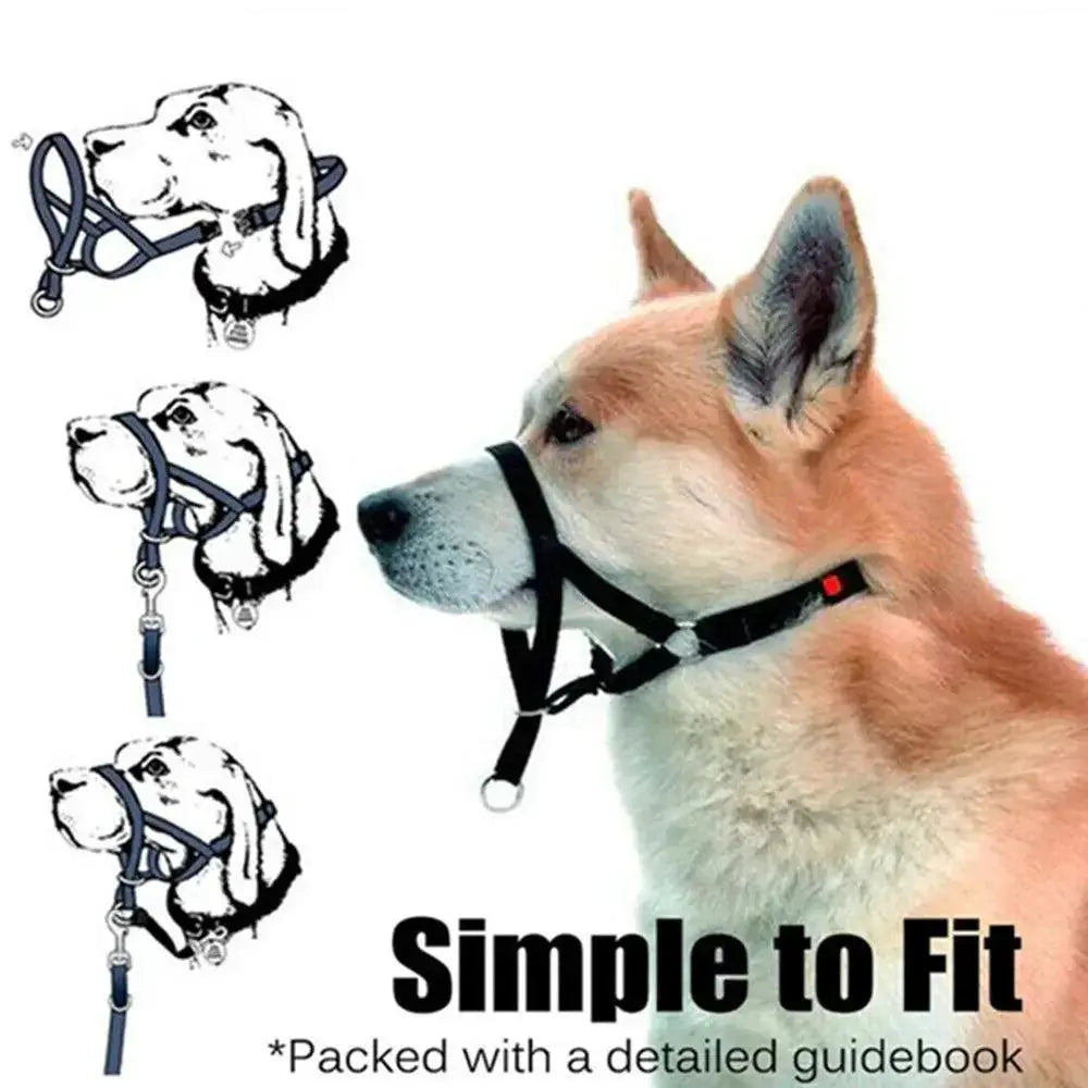 Nylon Dog Muzzle With Training Head Collar Prevent Pulling