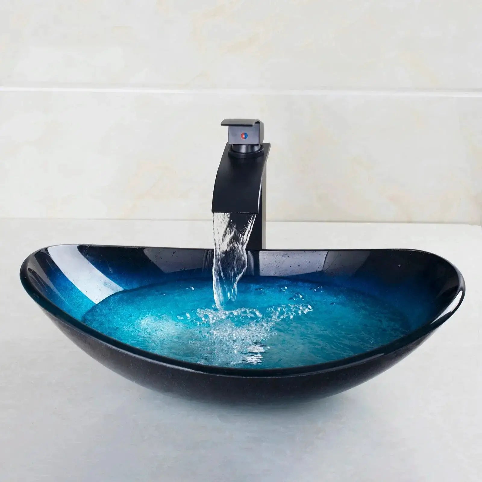 Tempered Glass Hand Painted Waterfall Spout Tap - OurLum.com