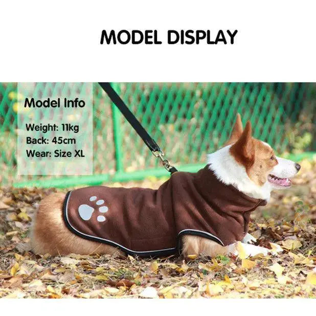 Spring Reflective Fleece Dog Jacket Windproof Pet Coat