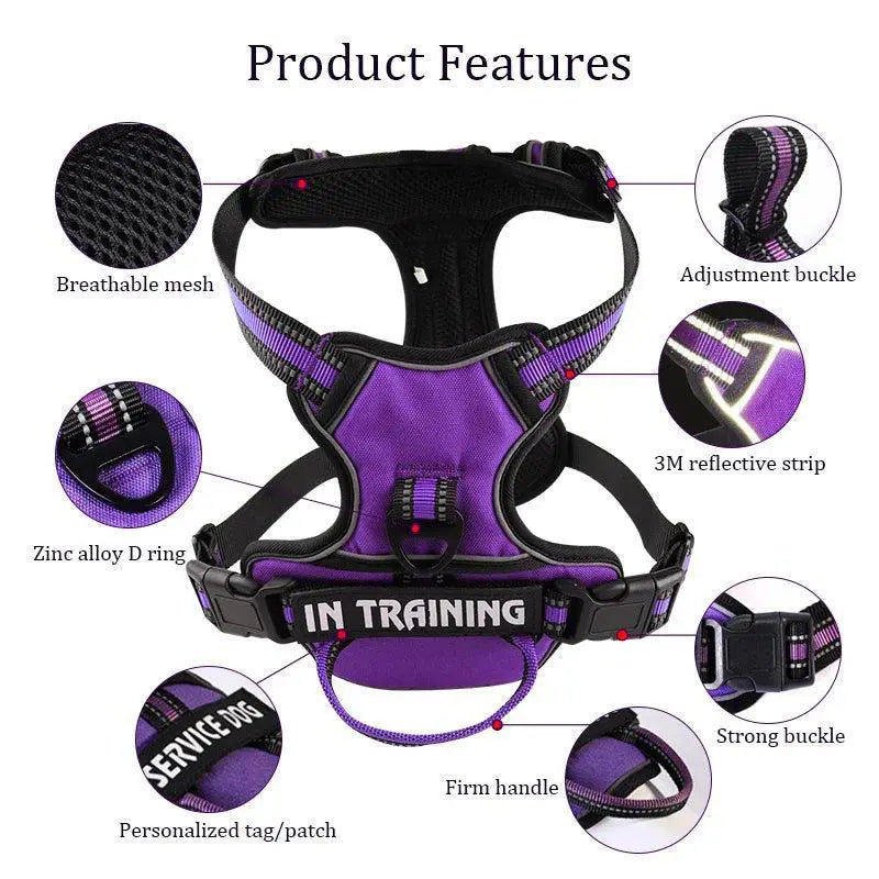 Adjustable Reflective Dog Harness Vest With Leash For Dogs