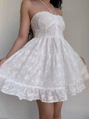 Beran South French Lace Up Off Shoulder Swing Dress Elegant