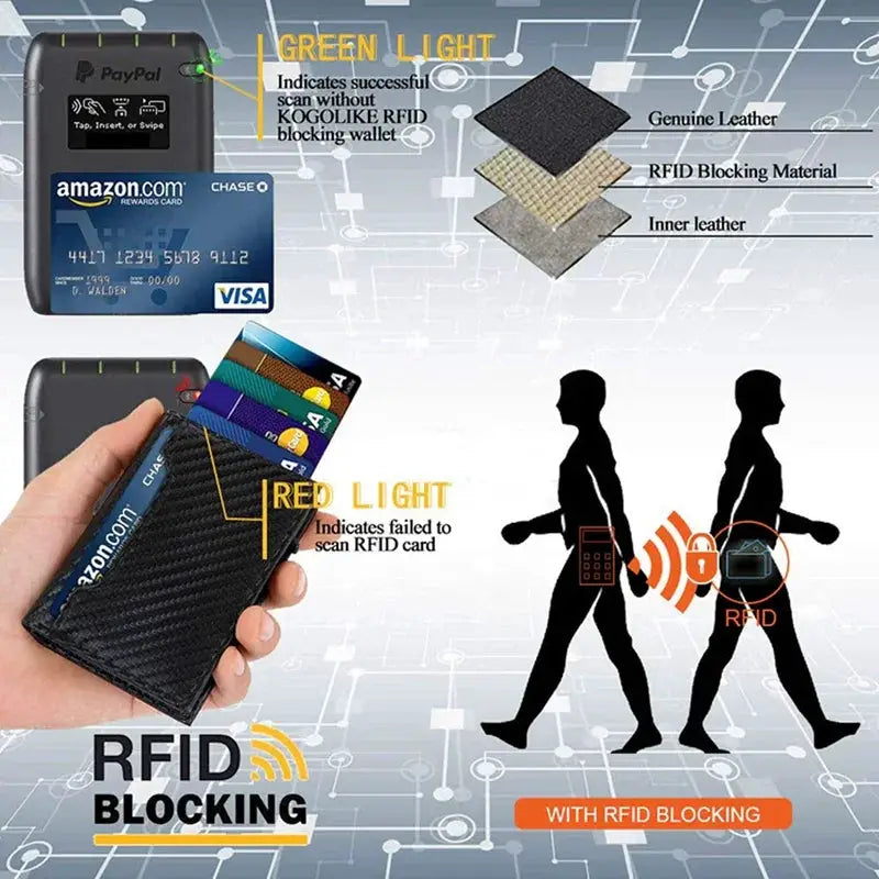 Aluminum Alloy Mens Leather Wallet RFID Anti Magnetic