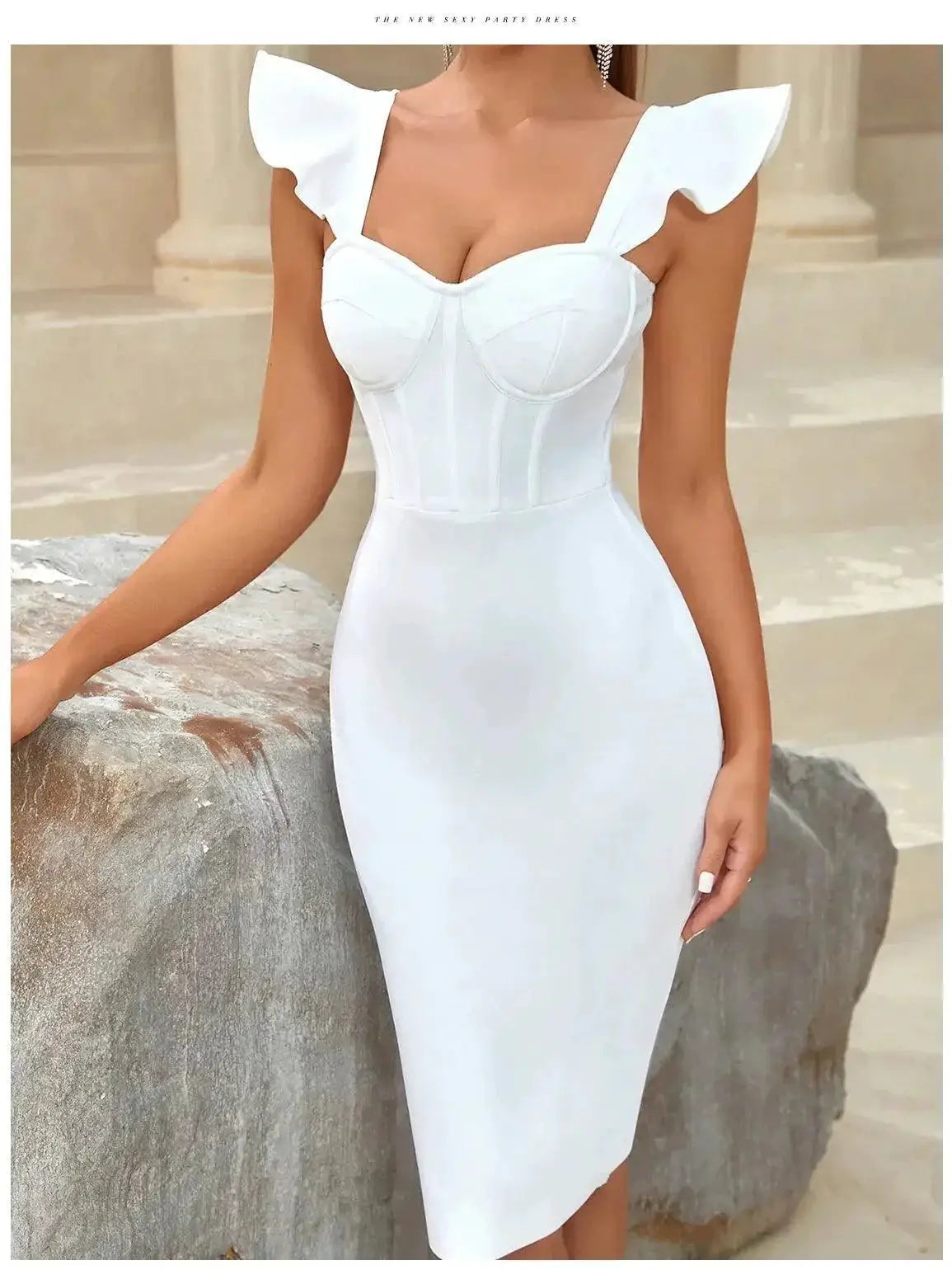 Elegant Hepburn Style Dress With Chic Fishbone Strap Outfit