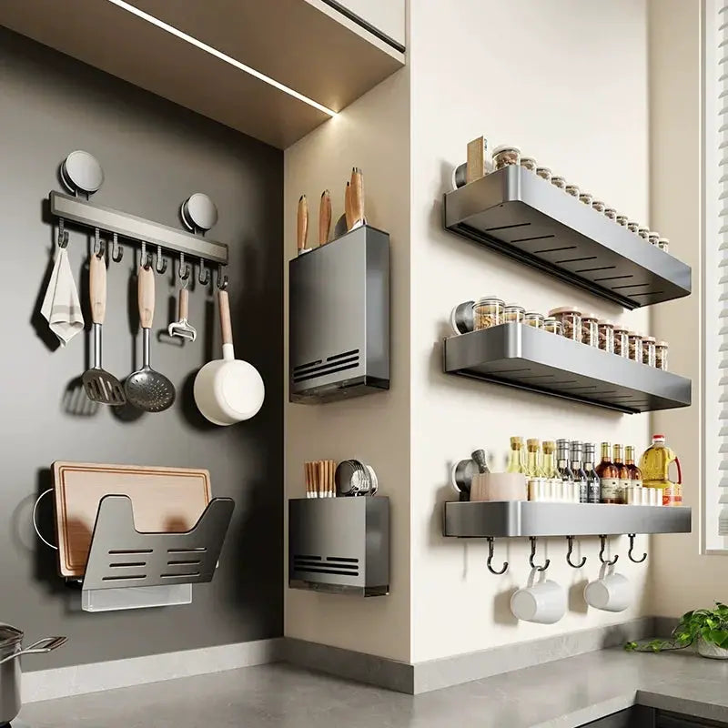 Suction Cup Wall Condiment Hook Rack Kitchen Storage