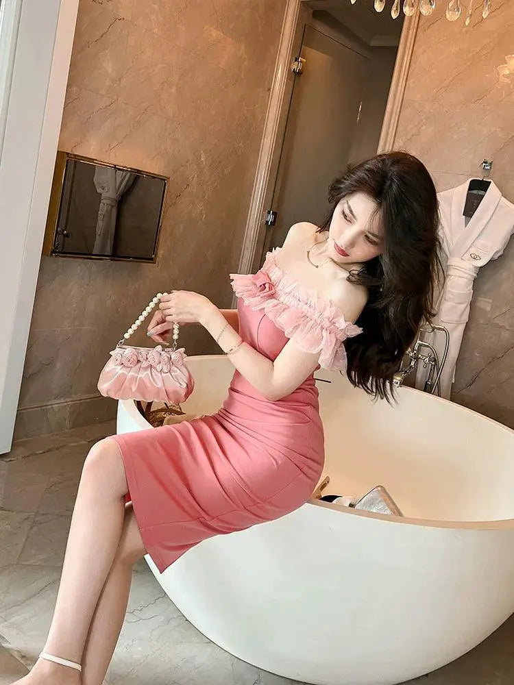 First Date Sheath Dress Korean Style Must Have Flower Detail