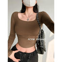 Chic Solid Long Sleeve T-shirt Fashion Forward Street Style