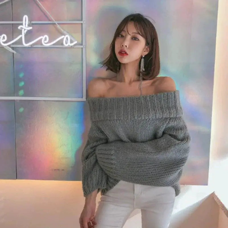 Stay Stylish Off Shoulder Solid Color Sweater Top For Women