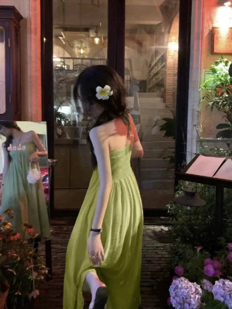 Forest Girl Chic One Shoulder Beach Dress Summer Style