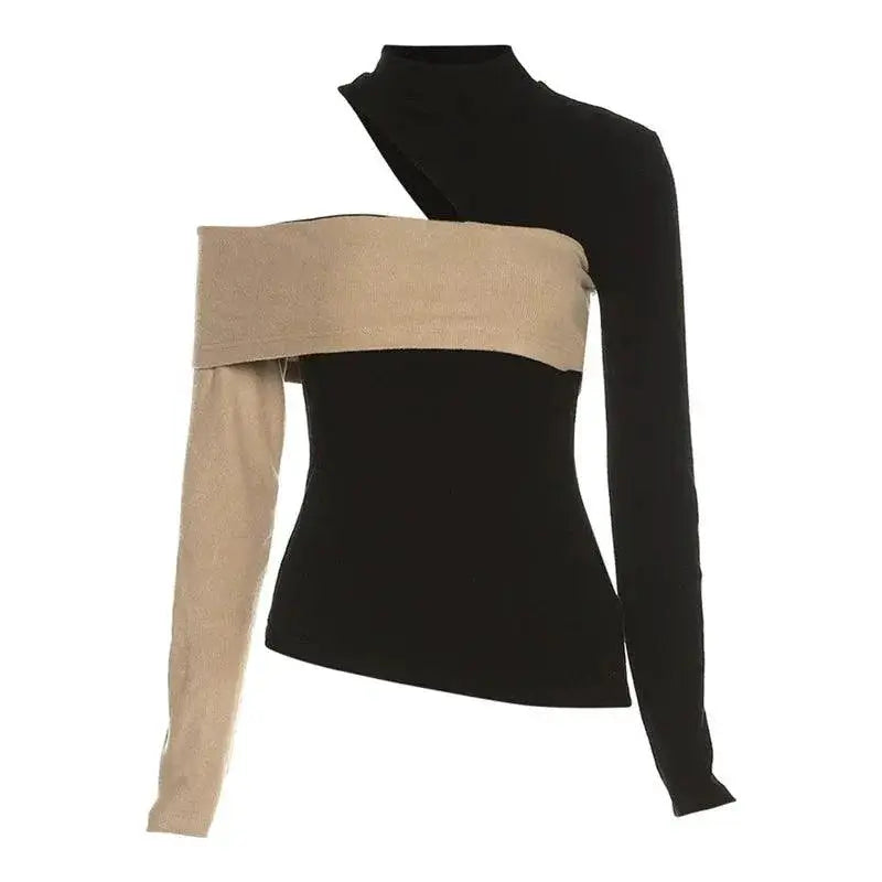 Weird Puss Splicing Long Sleeve Creative Street Style Shirt