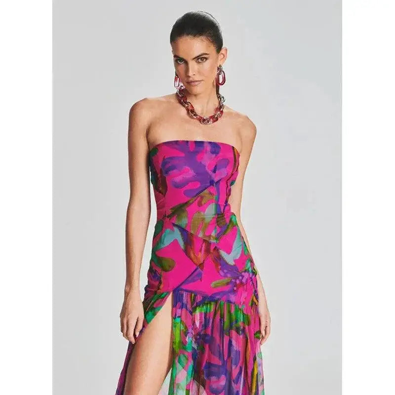 New Floral Maxi Dress Elegant Summer Events Attire Chic