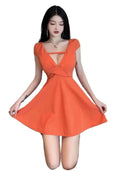 Pure Desire Curvy Womens Summer Dress Low Cut V Neck Fashion