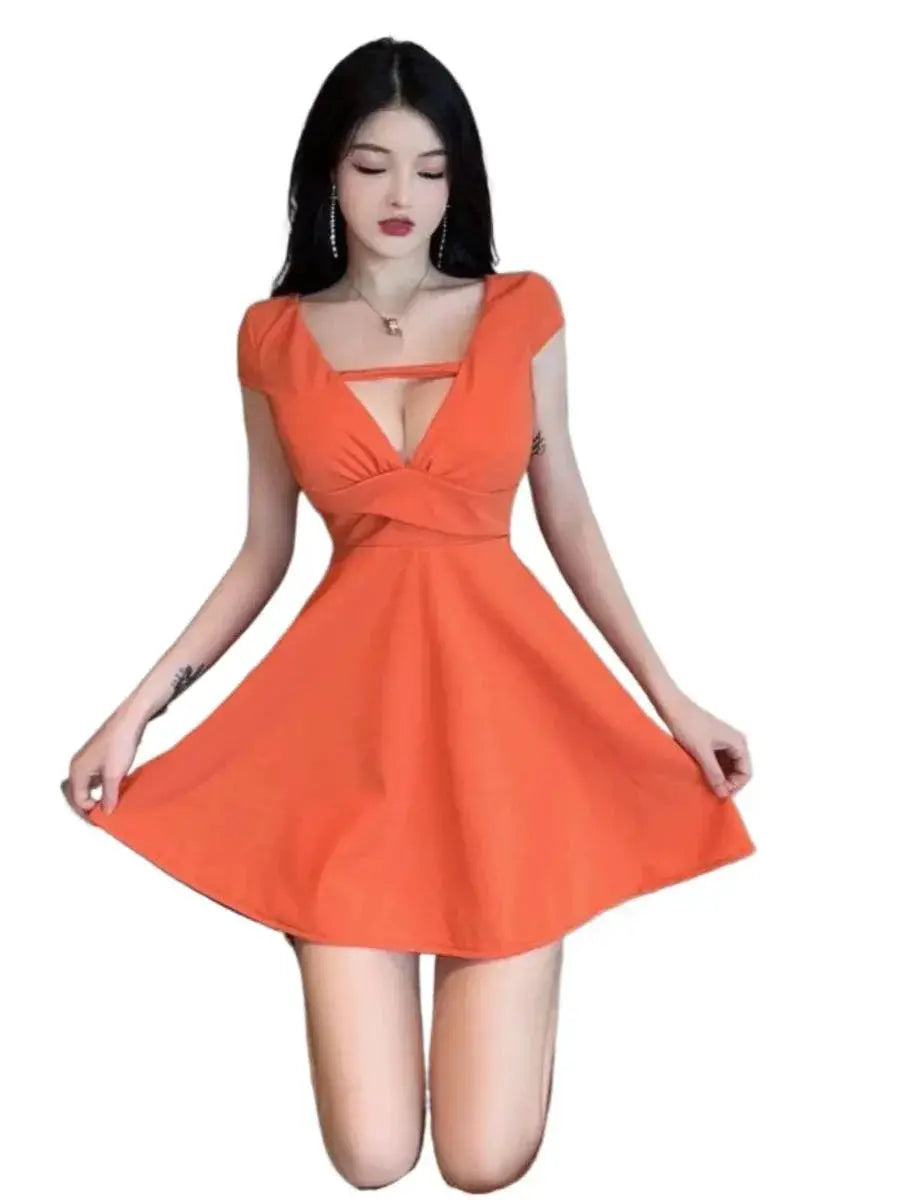 Pure Desire Curvy Womens Summer Dress Low Cut V Neck Fashion