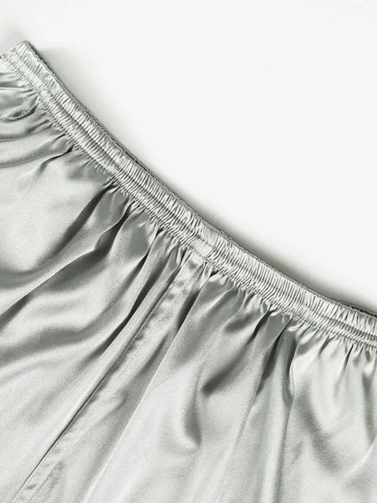 Shibeni Mulberry Silk Pajama Pants Men Beach Shorts