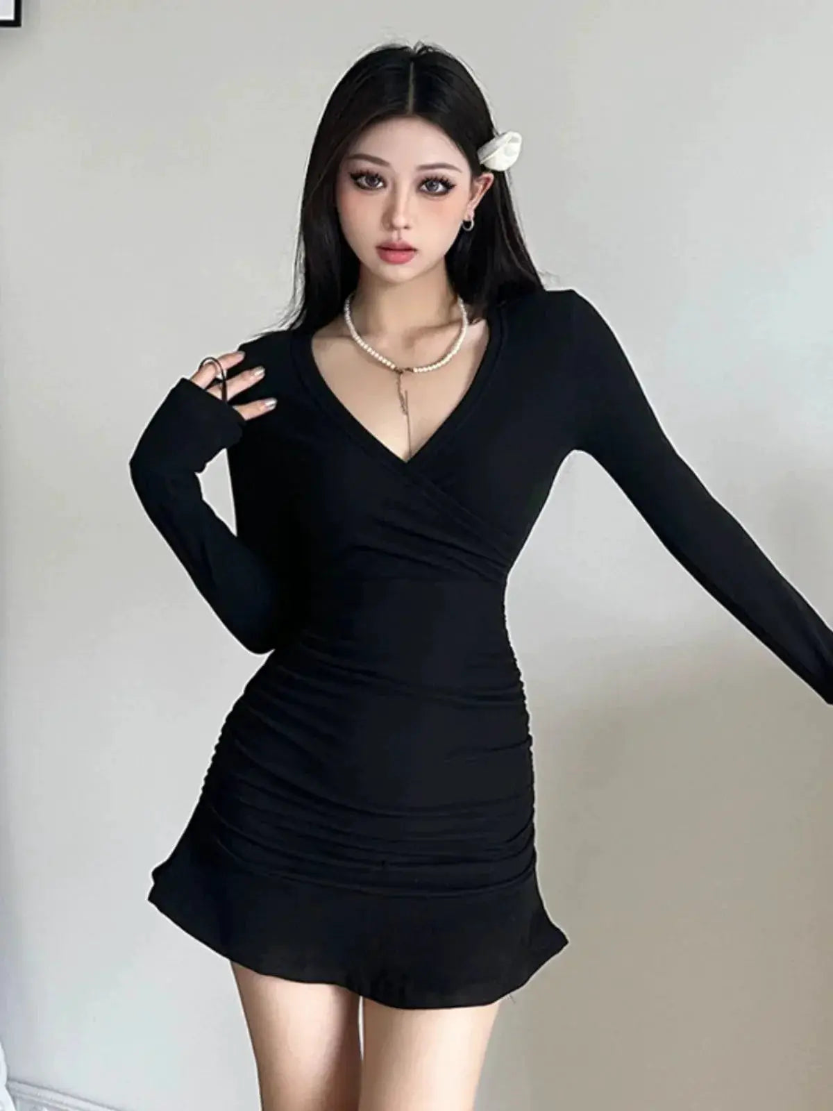 Gagaopt V Neck Dress For Sophisticated Autumn Fashion