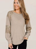 Festive Sequin Long Sleeve Top For Women