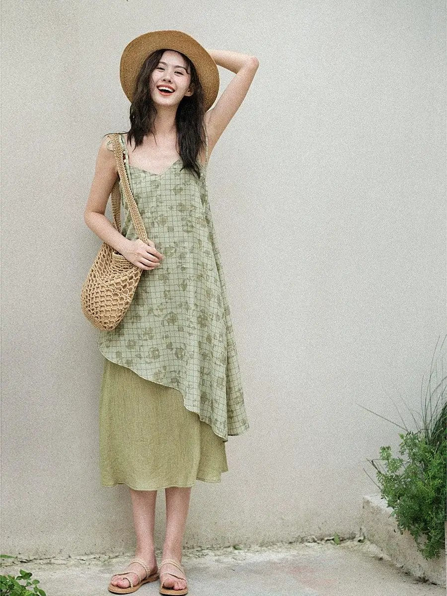 Retro Double Layer Dress Vintage Style Modern Chic