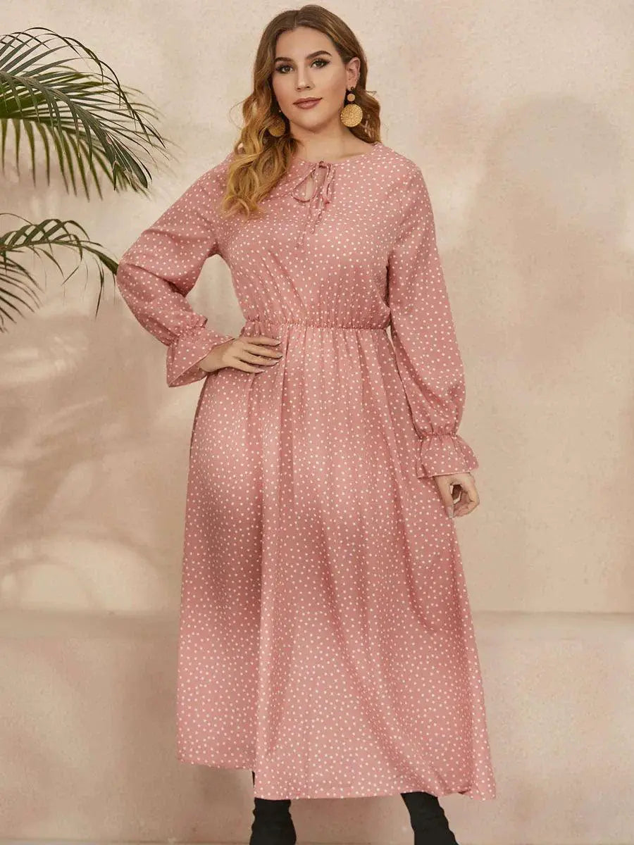 Summer Vibes Polka Dot V Neck Dress for Plus Size Women