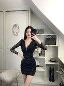 Nightclub Mesh Sheath Dress for Fashionistas in Style