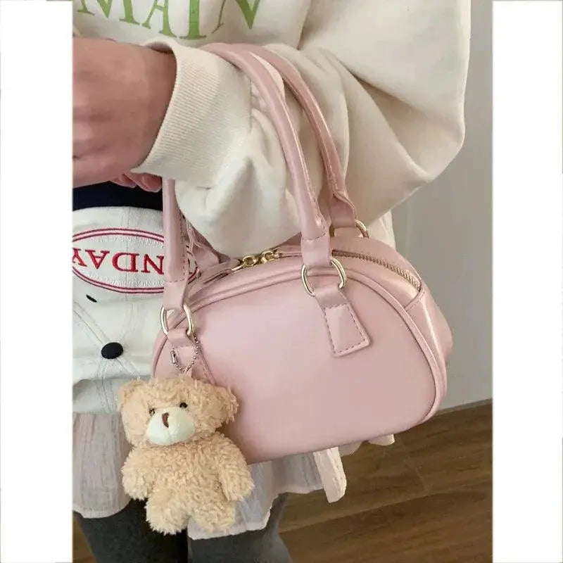 Pink Shell Satchel Stylish Korean Pu Leather Bag Accessories