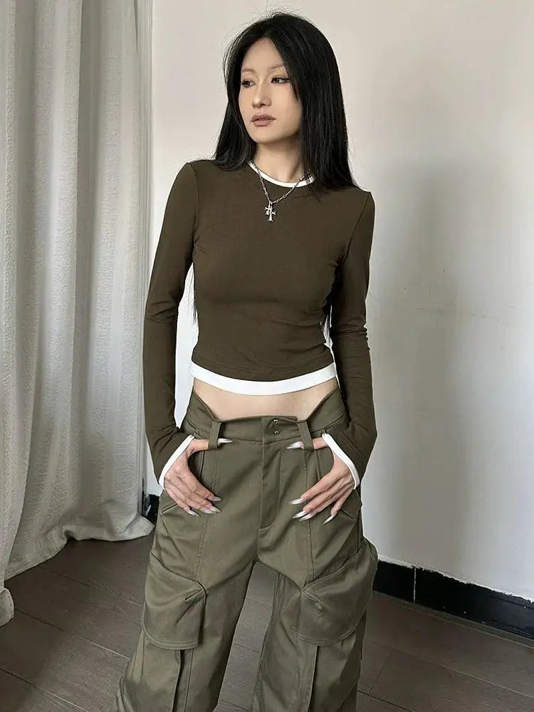 Shemoda Patchwork Long Sleeve T Shirt Fall Fashion Statement
