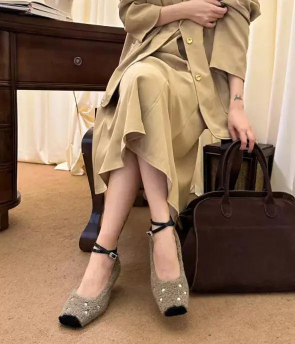 Korean Inspired Ballet Flats With Unique Cross Decoration