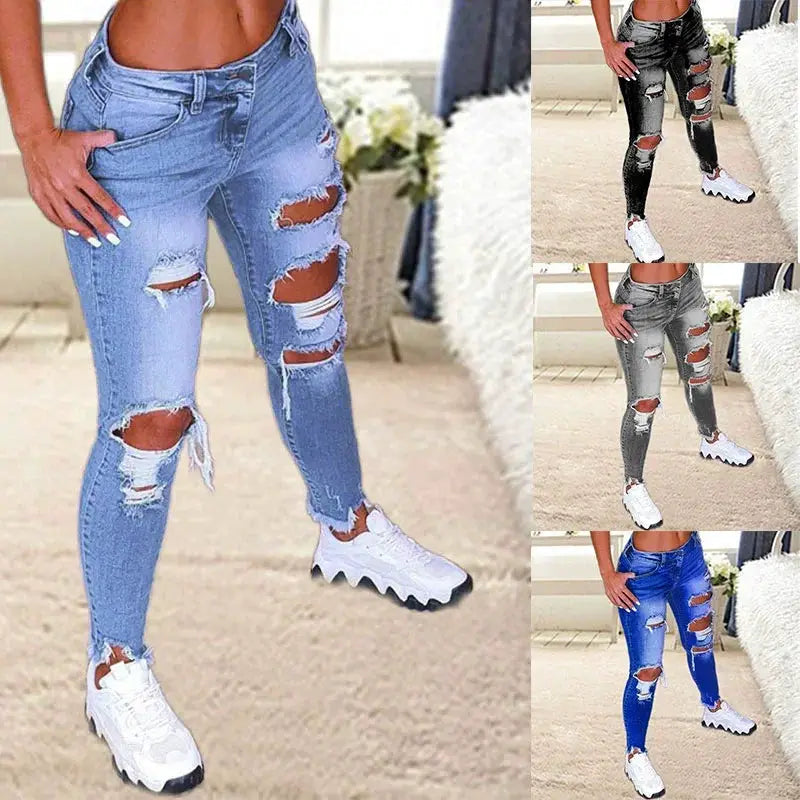 Brushed Stretch Denim Cargo Pants Womens Pencil Pants