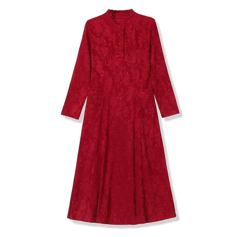 Middle Aged Jacquard Dress for Autumn Style and Comfort