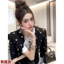 Heart Rhinestone Short Blazer: Celebrity Chic Glamour Look