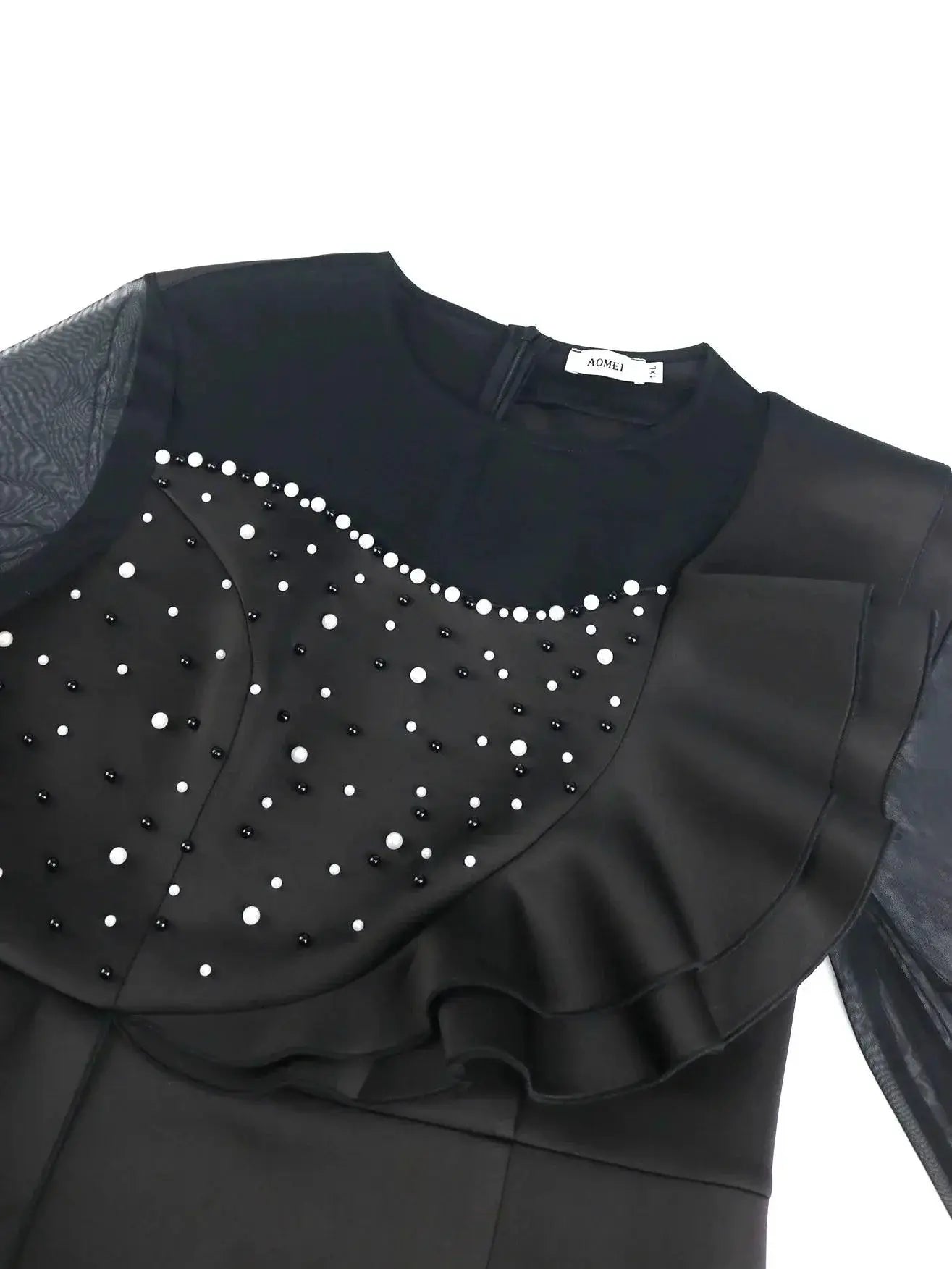 Elegant Mesh Beads Plus Size Party Dress Glamour Chic