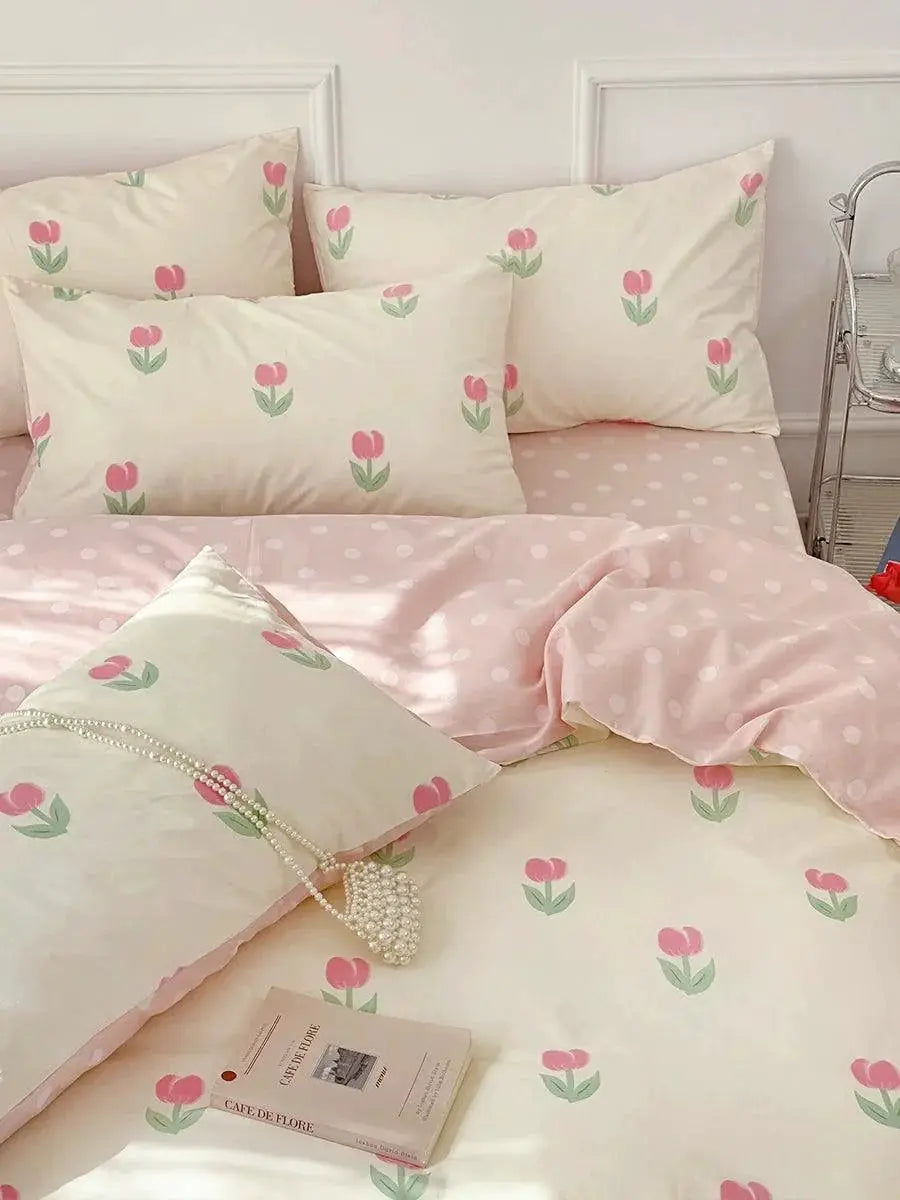 Spring Summer Girly Cotton Quilt Set Dorm Room Bedding