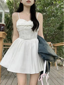 Breathable White Sling Dress for Spring