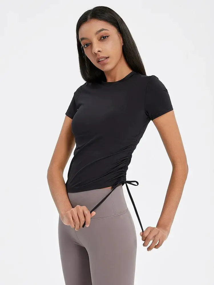 Yoga Exercise Top Elastic Fitness Tee For Women Breathable