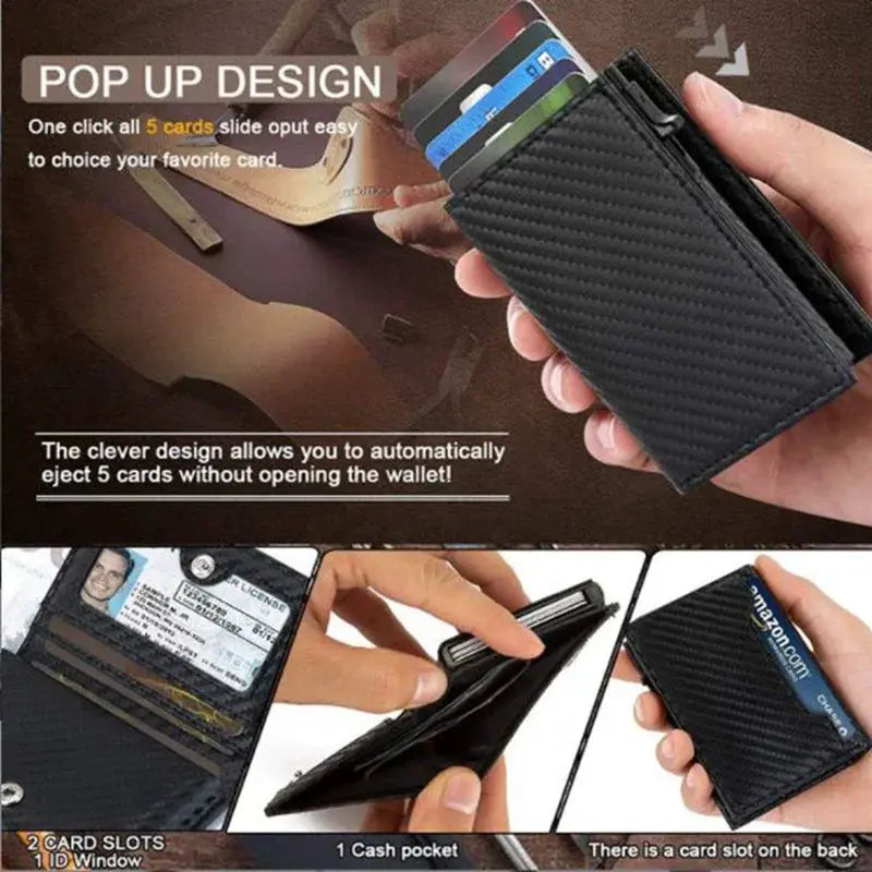 Aluminum Alloy Mens Leather Wallet RFID Anti Magnetic