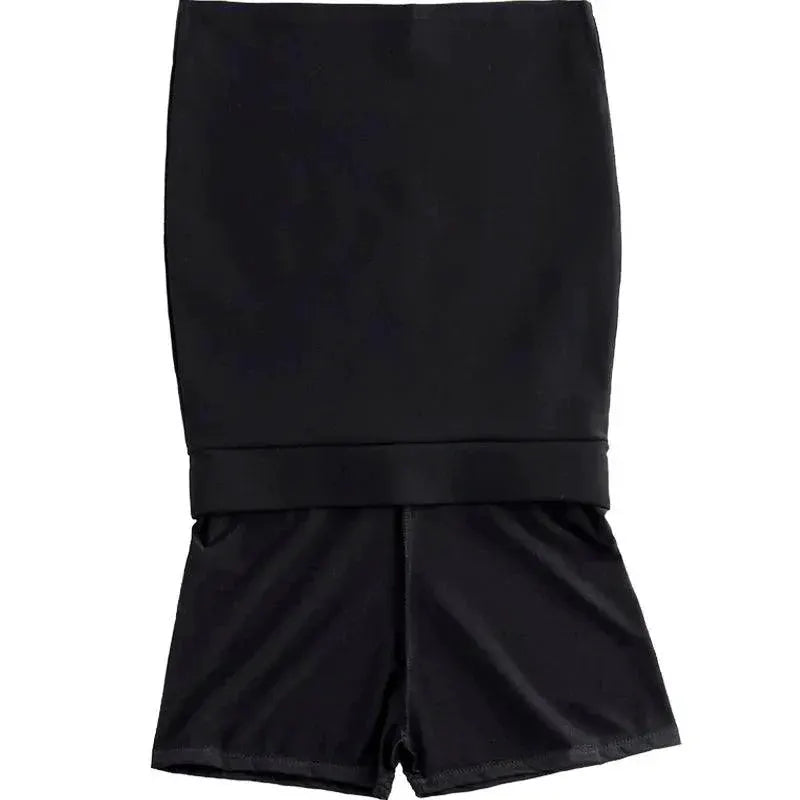 Professional Black Hip Wrapped Skirt For Office Elegance