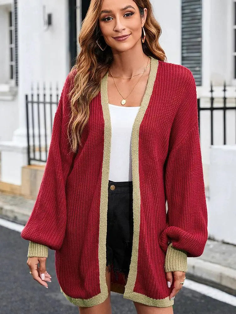 Drop Shoulder Long Sleeve Loose Cardigan Sweater Chic