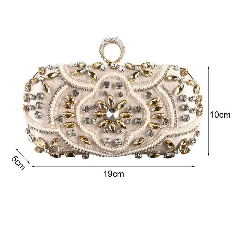 Elegant Crystal Clutch Bag Pearl Evening Purse Glam Events
