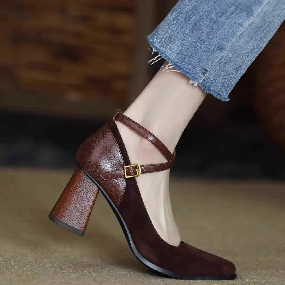 Timeless Elegance Retro Style High Heels With Cross Strap