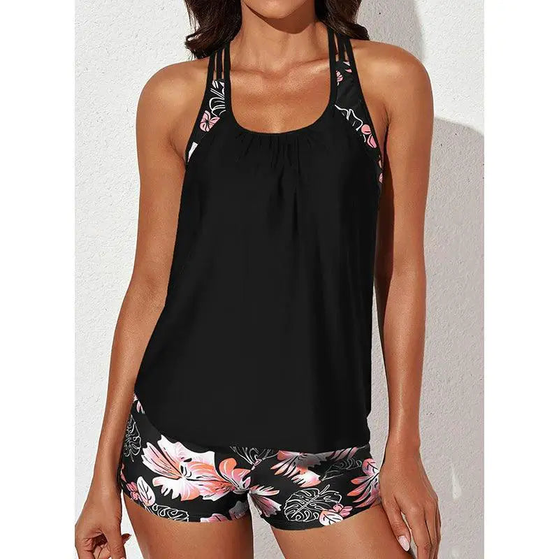 Conservative Split Swimsuit U Collar Tankini for Women — product view 15
