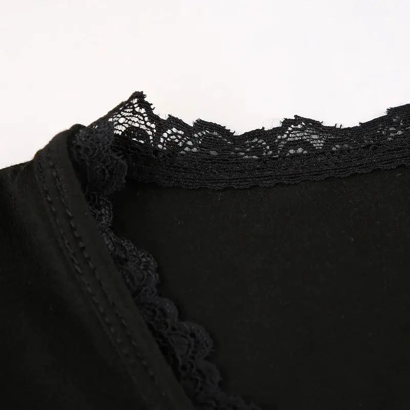Dark Square Neck T Shirt With Lace Trim Fashion Edition