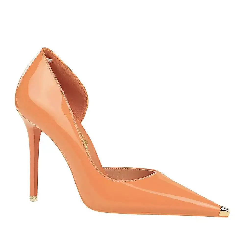 Cut Out High Heels Patent Leather Shoes for Women Chic Style