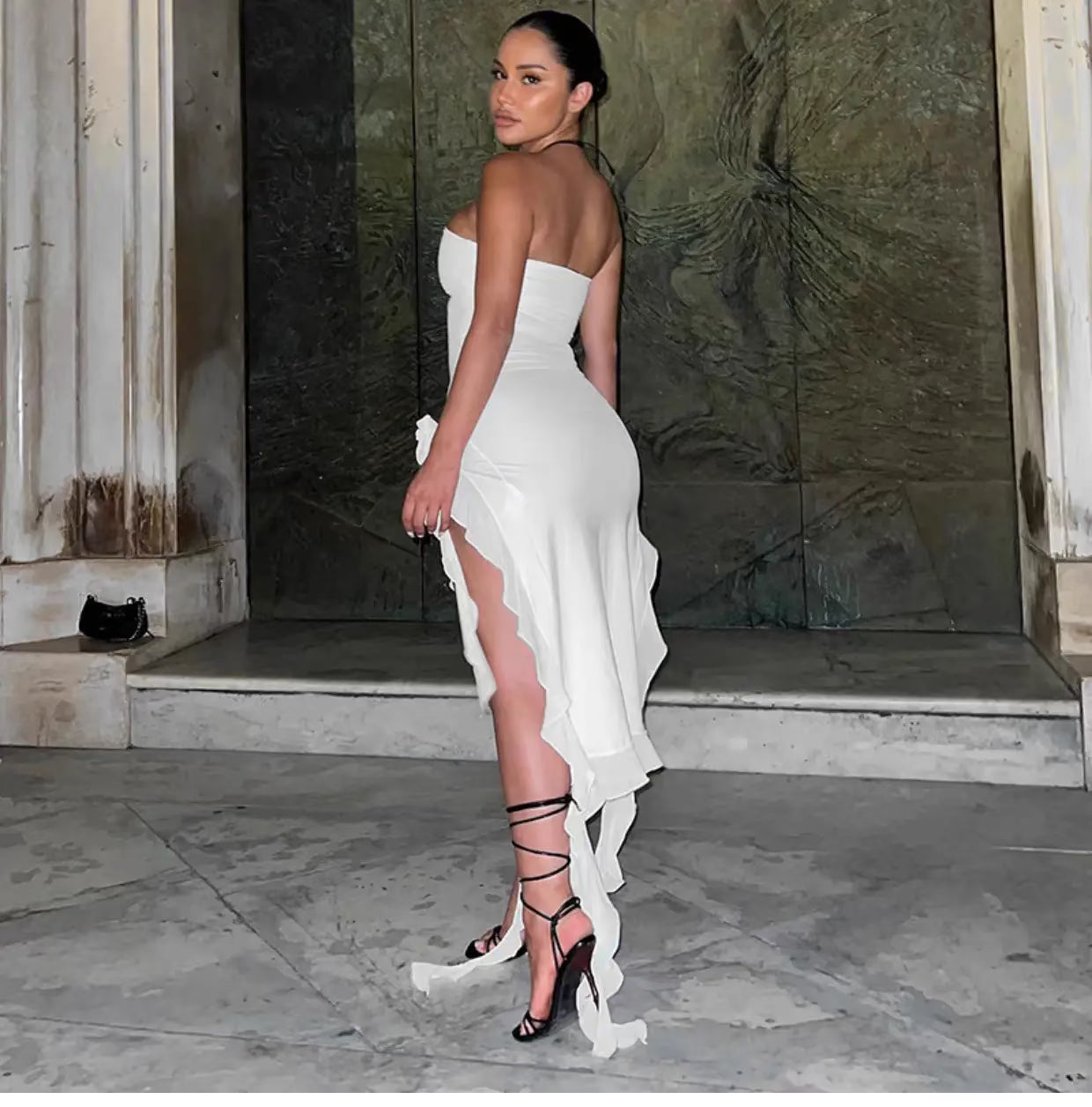 Sultry Elegance Ribbon Chest Wrap Dress For Women Chic