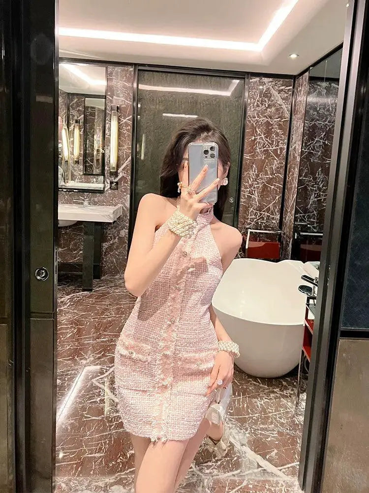 Pure Desire Wind Halter Dress Seductive Chic Autumn Fashion