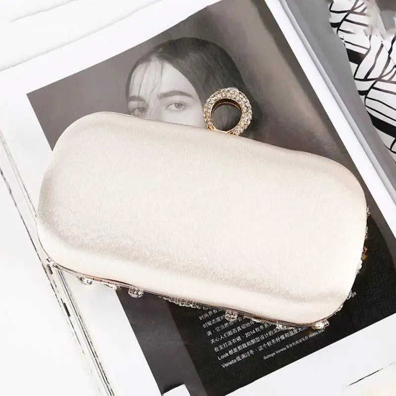 Elegant Crystal Clutch Bag Pearl Evening Purse Glam Events