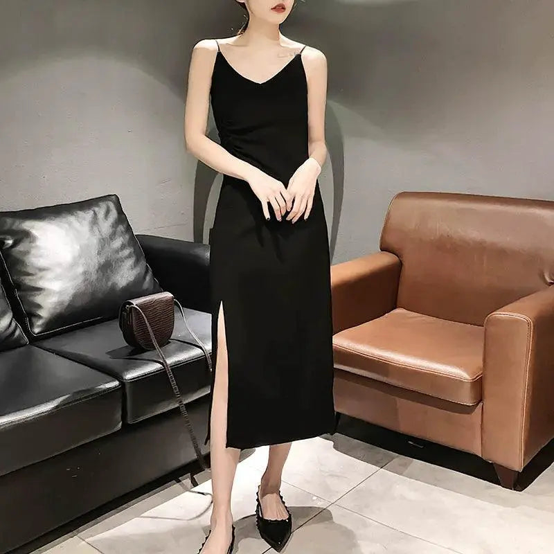 Pleated Black Dress V Neck Versatile Fashion Must Have