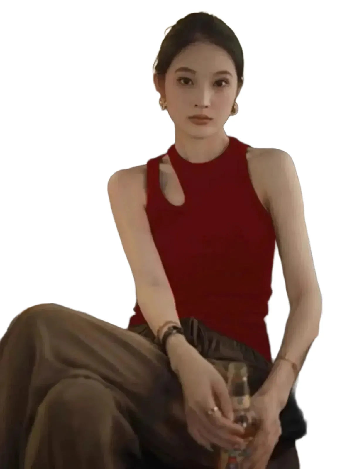 Red Halterneck Business Suit for Women — product view 1