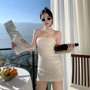 Fishbone Sequin Tube Dress Elegant Summer Fashion Chic