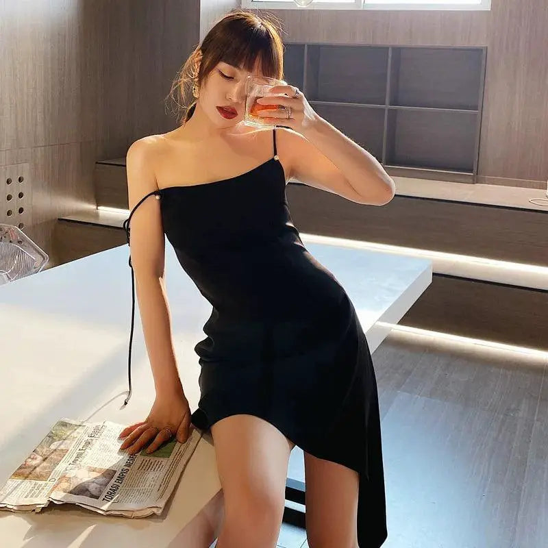 Alluring Backless Slip Dress For Party Fashion Statement