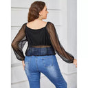 Curvy Chic Mesh See-Through Top For Plus Size Women